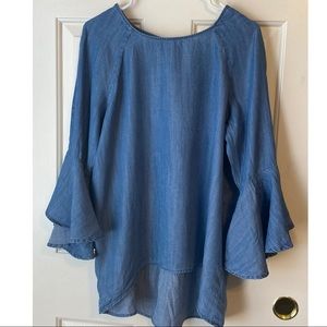LC Lauren Conrad Denim Bell-Sleeve Top